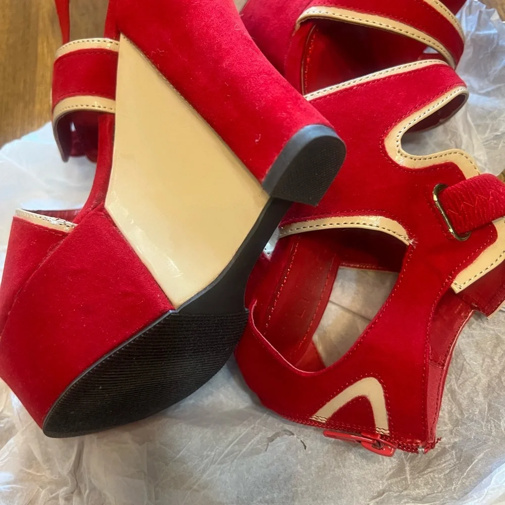 Red Liliana faux suede heels New Without Box - Picture 3 of 8